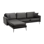 Canap� d'angle droit en tissu anthracite et pieds noirs 252x82x77cm side - home design