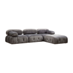 Canap� d'angle droit en tissu velours gris 95x288x75cm bubble - home design