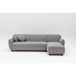 Canap� d'angle droite en tissu gris chin� 273x93x86cm eddy - home design