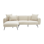 Canap� d'angle gauche en tissu blanc et pieds noirs 252x82x77cm side - home design