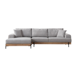 Canap� d'angle gauche en tissu gris et bois 280x98x78cm eti - home design