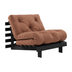 Canap� convertible en bois de pin noir laqu� et matelas argile 90x200cm roots 90 - karup design