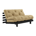 Canap� convertible en bois de pin noir laqu� et matelas bl� beige 140x200cm roots 140 - karup design