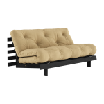 Canap� convertible en bois de pin noir laqu� et matelas bl� beige 160x200cm roots 160 - karup design
