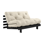 Canap� convertible en bois de pin noir laqu� et matelas lin 140x200cm roots 140 - karup design