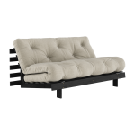 Canap� convertible en bois de pin noir laqu� et matelas lin 160x200cm roots 160 - karup design