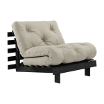 Canap� convertible en bois de pin noir laqu� et matelas lin 90x200cm roots 90 - karup design