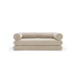 Canap� convertible avec deux coussins d'angles en polyester recycl� beige 200x90x65cm circlus - inovation ...