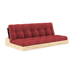 Canap� convertible en pin laqu� dossier noir et matelas rouge rubis 196x110x72cm base - karup design