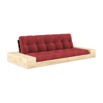 Canap� convertible avec rangement en pin dossier noir et matelas rouge rubis base - karup design