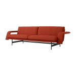 Canap� droit en tissu rouge et acier noir 237x85x70cm meantime av31 - &tradition