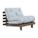 Canap� - lit 1 place en pin laqu� fonc� et tissu bleu ray� 90x200cm roots - karup design