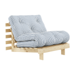 Canap� - lit 1 place en pin et tissu bleu ray� 90x200cm roots - karup design