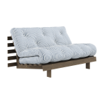 Canap� - lit 2 places en pin laqu� fonc� et tissu bleu ray� 140x200cm roots - karup design
