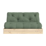 Canap� - lit 2 places en pin et tissu vert olive 140x200cm flip raw - karup design