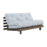 Canap� - lit 3 places en pin laqu� fonc� et tissu bleu ray� 160x200cm roots - karup design