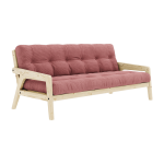 Canap� - lit en pin clair et velours c�tel� rose sorbet grab - karup design