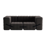 Canap� modulable accoudoirs 2 places en tissu jet gris marron 204x102x68cm curt - ambivalenz