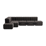 Canap� modulable d'angle en tissu jet gris marron 306x238x68cm curt - ambivalenz