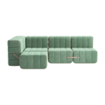 Canap� modulable d'angle en velours barcelone vert clair 238x170x68cm curt - ambivalenz