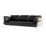 Canap� trois places en acier chrom� et cuir noir can et beige - hay