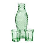 Carafe et 2 verres en verre transparent vert fish&fish - serax
