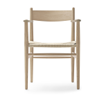 Chaise avec accoudoir en ch�ne blanc huil� et assise tiss�e naturelle 81cm ch37 - carl hansen & s�n