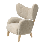 Chaise avec accoudoirs en ch�ne et tissus peau de mouton clair de lune my own chair - audo