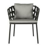Chaise avec accoudoirs d'ext�rieur noire avec coussins gris zinc leo - vincent sheppard