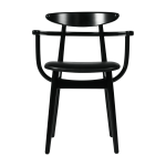 Chaise avec accoudoirs en h�tre et vinyle noir teo - vincent sheppard