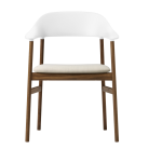 Chaise avec accoudoirs en tissu blanc remix 113 et ch�ne fum� herit - normann copenhagen