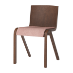 Chaise avec assise rembourr�e en ch�ne teint� rouge et tissu toile 356 78cm ready - audo