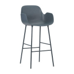Chaise de bar avec accoudoirs en acier et pp bleu 65 cm form - normann copenhagen
