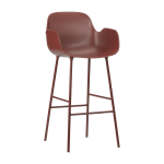 Chaise de bar avec accoudoirs en acier et pp rouge 75 cm form - normann copenhagen
