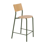 Chaise de bar en ch�ne et acier vert kaki 65 cm ssd - tiptoe