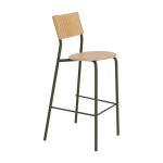 Chaise de bar en ch�ne et acier vert kaki 75 cm ssd - tiptoe