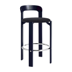 Chaise de bar en h�tre laqu� bleu fonc� et tissu d'assise steelcut 190 65cm rey - hay