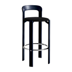 Chaise de bar en h�tre laqu� bleu fonc� et tissu d'assise steelcut 190 75cm rey - hay