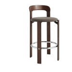 Chaise de bar en h�tre laqu� marron ambr� et assise en tissu 65cm rey - hay
