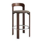 Chaise de bar en h�tre laqu� et en textile marron 65cm rey - hay