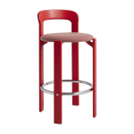 Chaise de bar en h�tre laqu� et en textile rouge 65cm rey - hay