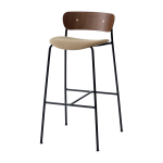 Chaise de bar en noyer laqu� et tissu beige av10 pavilion - &tradition