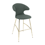 Chaise de bar en tissu bleu gris et acier laiton 75 cm time flies - umage