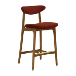 Chaise de bar en velours rouge brique et fr�ne fonc� 90cm s�rie 200 - 190 - 366 concept