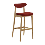Chaise de bar en velours rouge brique et fr�ne naturel 100cm s�rie 200 - 190 - 366 concept