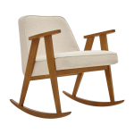 Chaise � bascule en tissu boucl� cr�me et ch�ne fonc� 70 x 64 cm s�rie 366 - 366 concept