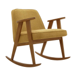 Chaise � bascule en tissu boucl� moutarde et ch�ne fonc� 70 x 64 cm s�rie 366 - 366 concept