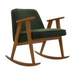 Chaise � bascule en tissu boucl� vert bouteille et ch�ne fonc� 70 x 64 cm s�rie 366 - 366 concept