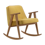 Chaise � bascule en velours brillant moutarde et ch�ne fonc� 70 x 64 cm s�rie 366 - 366 concept
