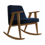 Chaise � bascule en velours indigo et ch�ne fonc� 70 x 64 cm s�rie 366 - 366 concept